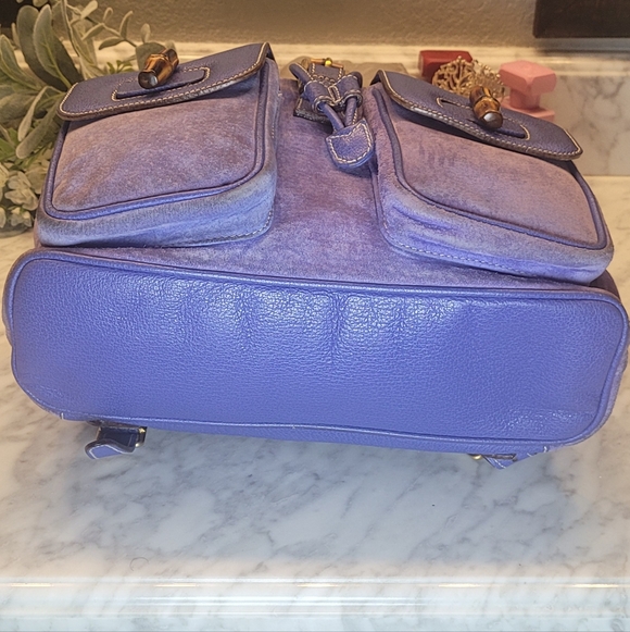 Gucci Bamboo Leather Suede Backpack - Periwinkle Color 💜💙 EUC - Picture 10 of 16